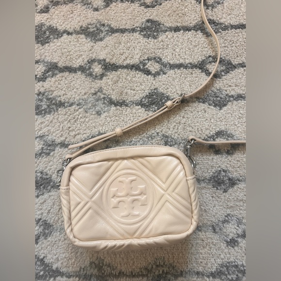 Tory Burch Perry Bombe Mini Puffy Logo Crossbody Bag in Cream - Picture 2 of 12